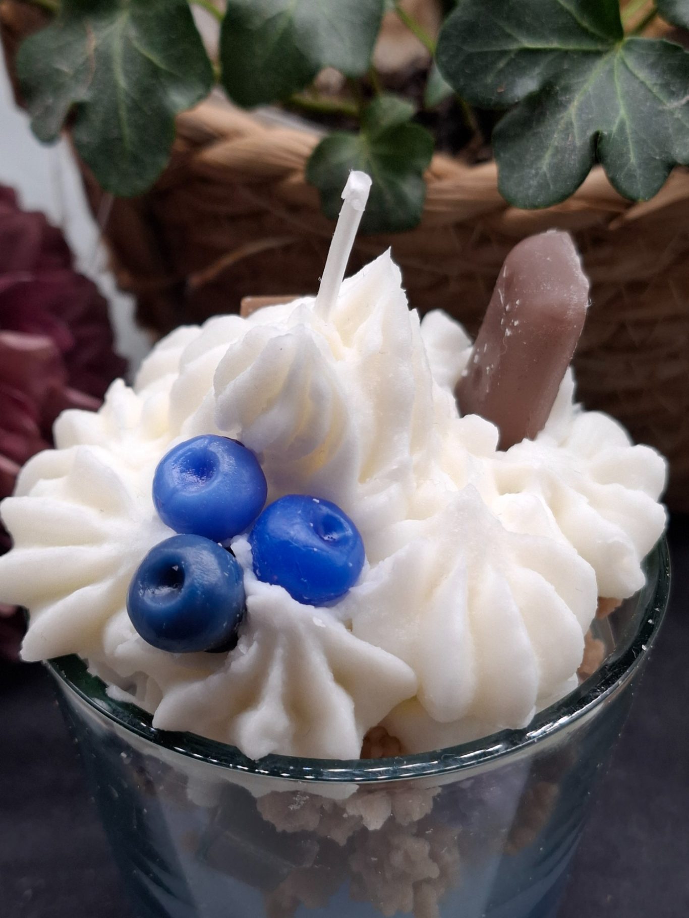 Dessertkerze Heidelbeere Kerzendeko