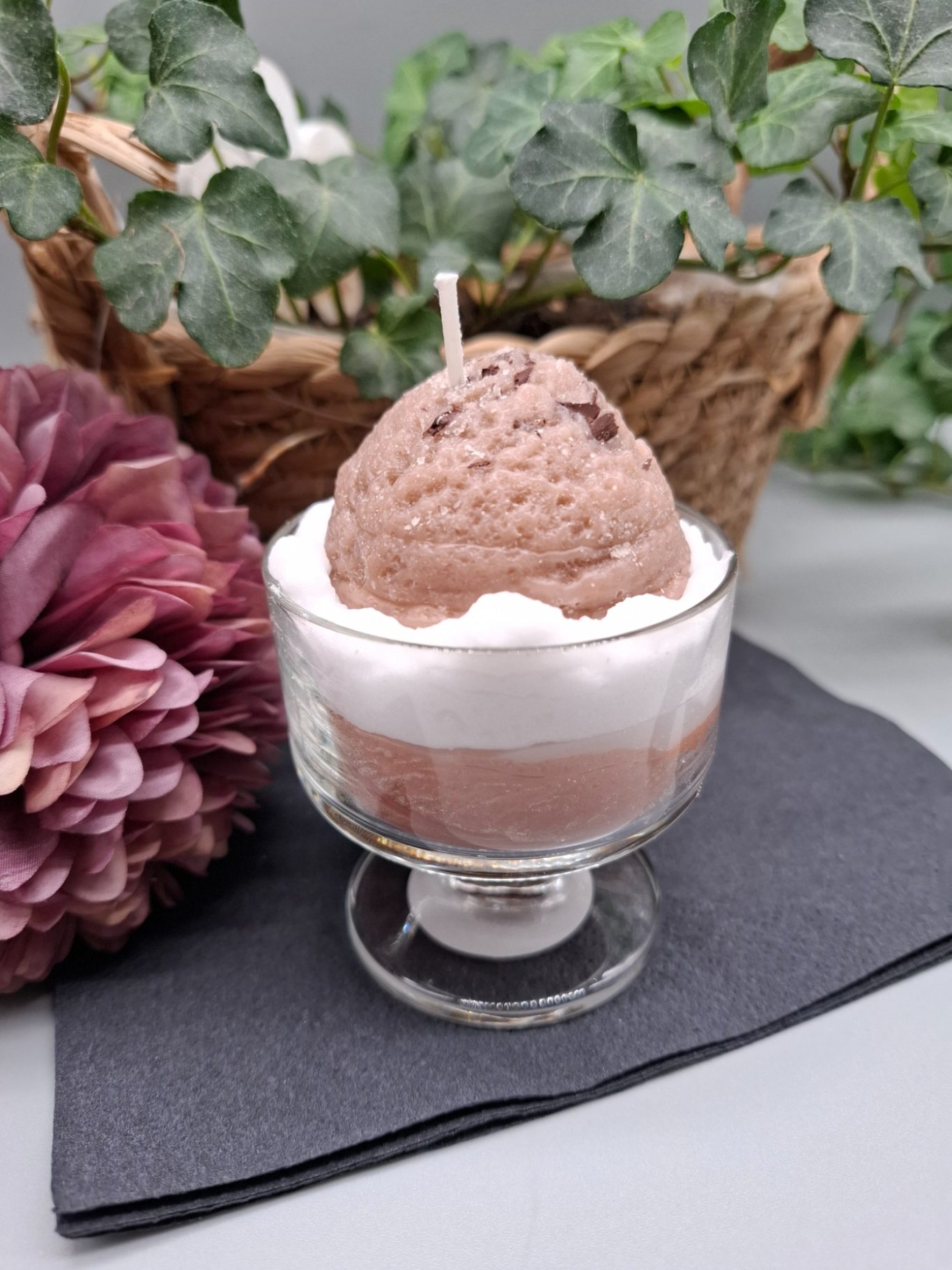 Dessertkerze Schokoeis Kerzendeko