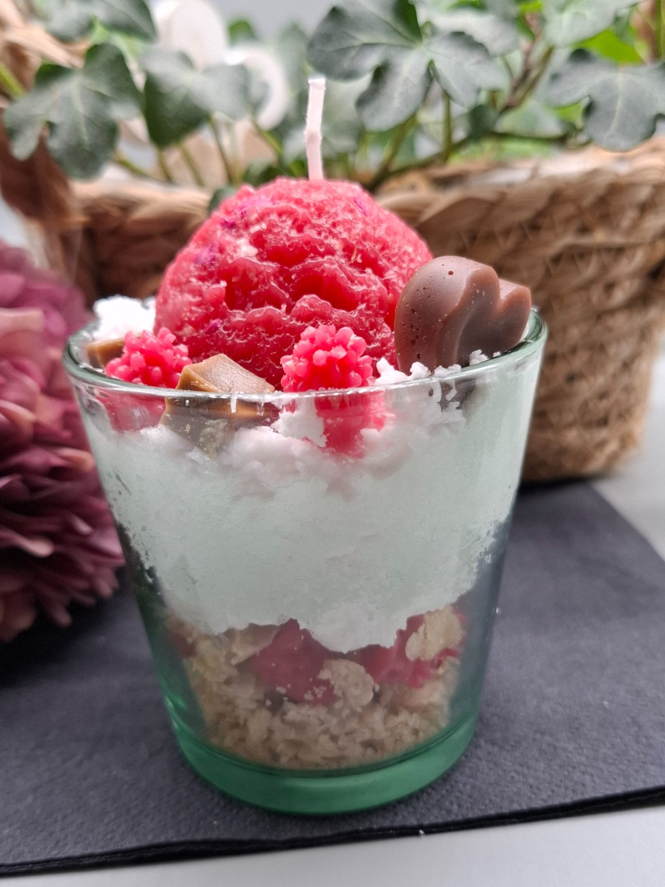 Dessertkerze Himbeere Kerzendeko