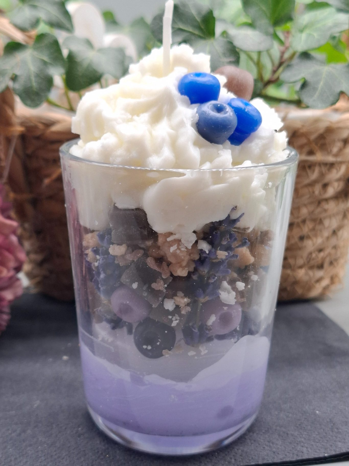 Dessertkerze Heidelbeere Kerzendeko