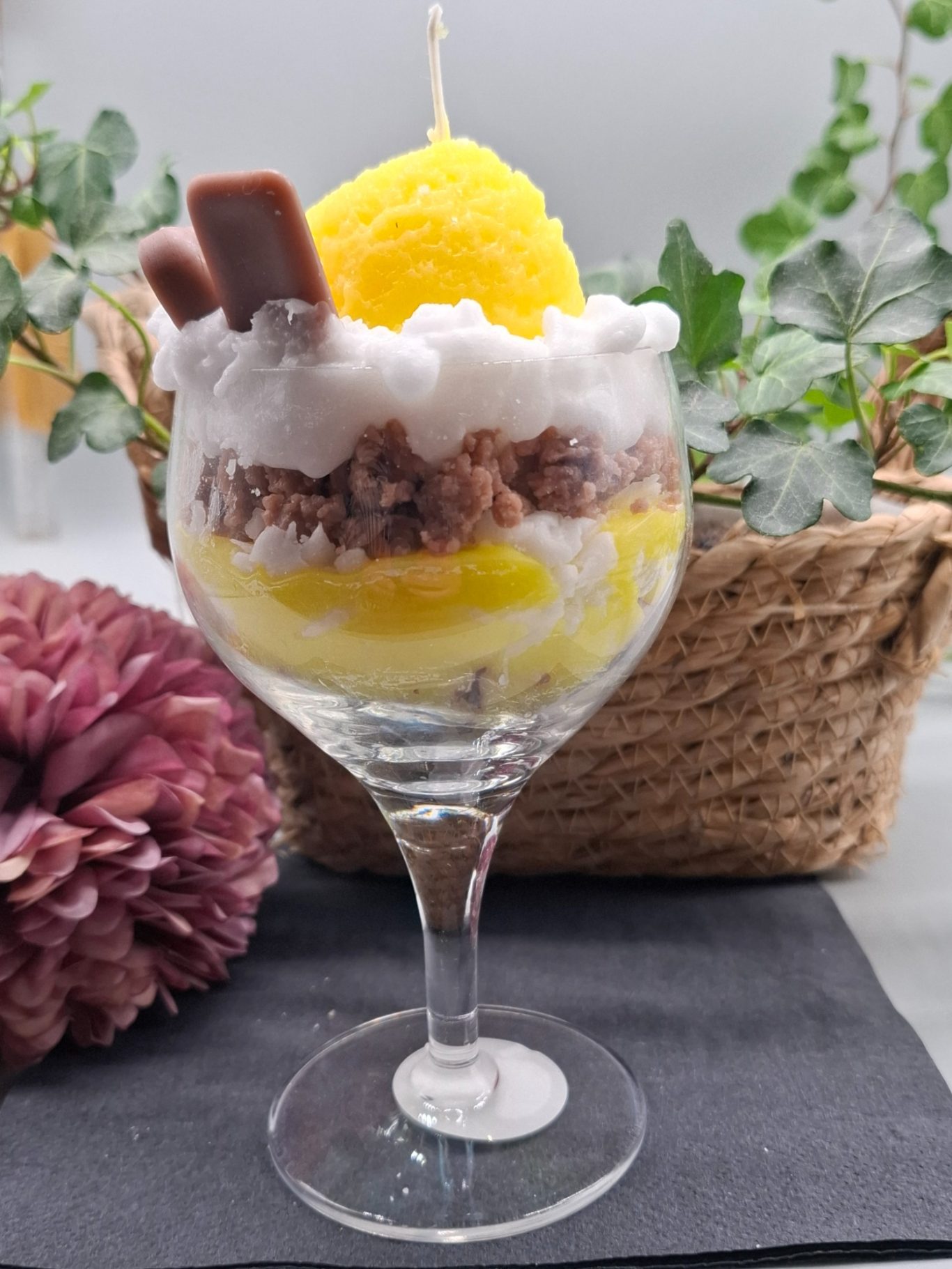 Dessertkerze Zitroneneis Kerzendeko