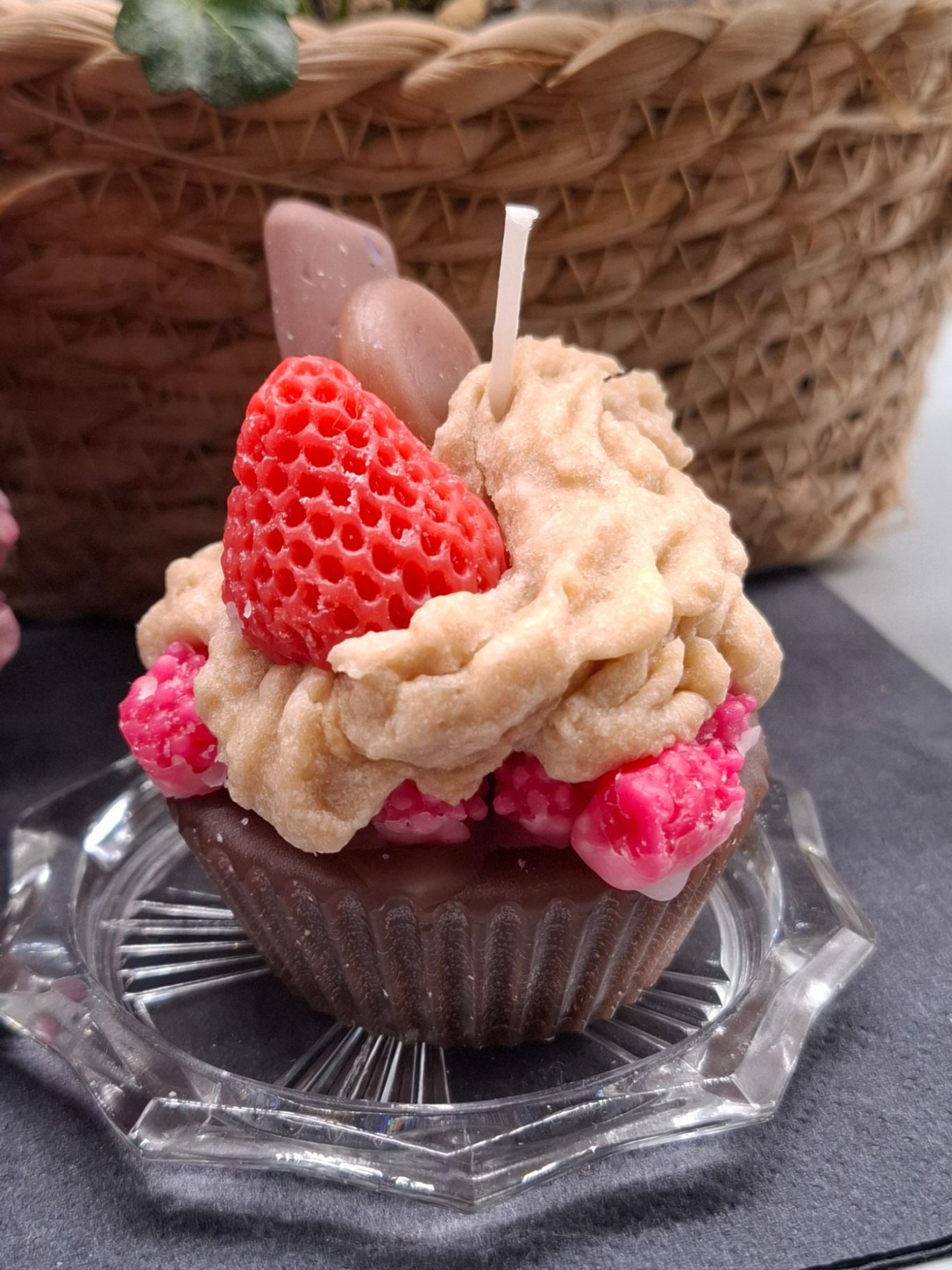 Muffin Erdbeere Kerzendeko