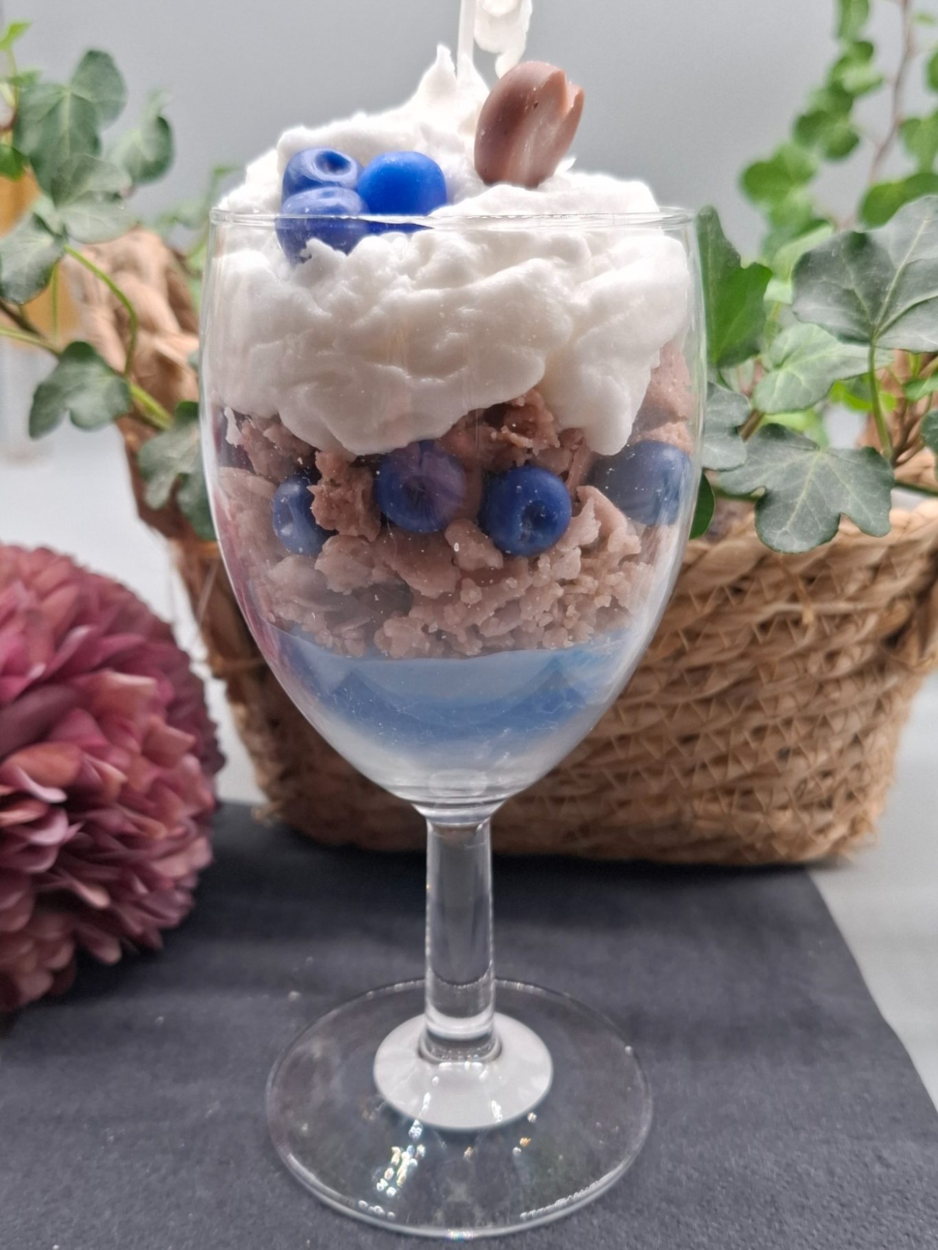 Dessertkerze Heidelbeere Kerzendeko