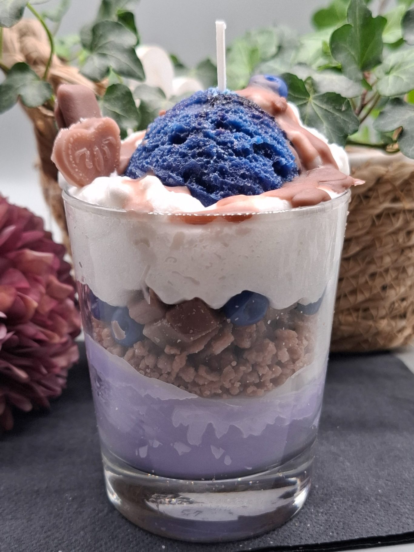 Dessertkerze Heidelbeere Kerzendeko