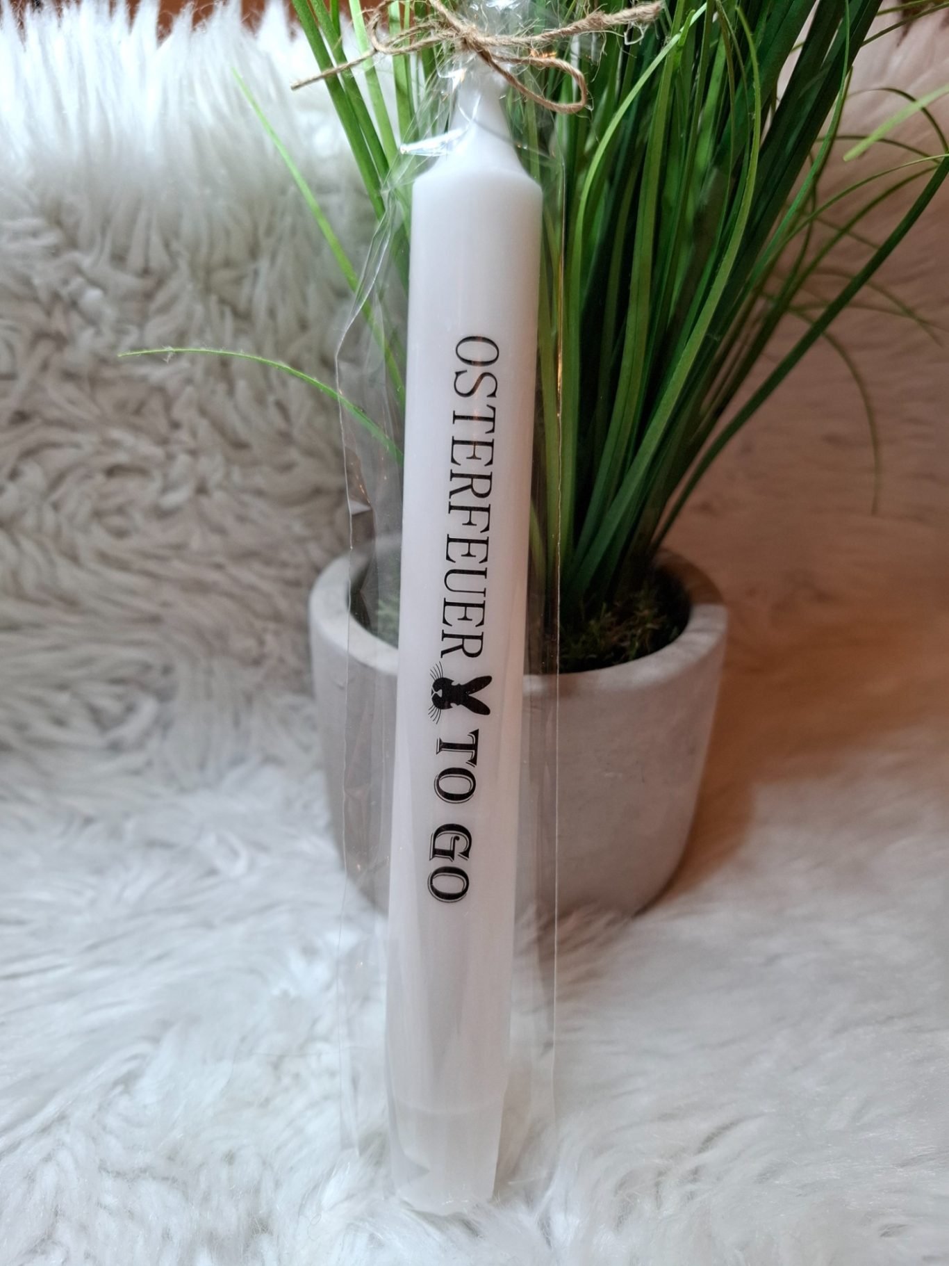 Osterfeuer to go Kerze mit Spruch